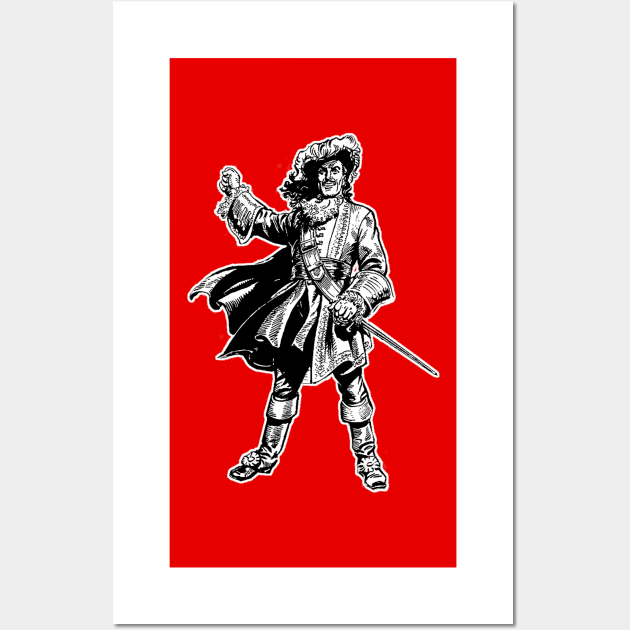 pirate captain with sword Wall Art by Marccelus